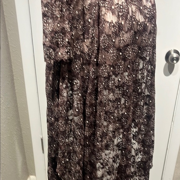 Adore Brown Tan Asymmetrical Gown with Bishop Sleeves - Picture 10 of 16